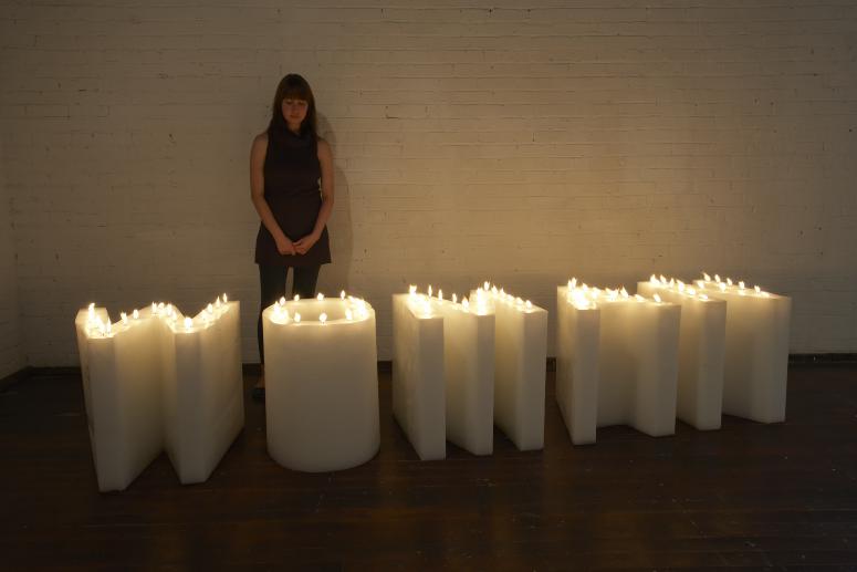 Digital image IRC.2012.04411 showing Anita Dube's installation, 5 Words, at the Mattress Factory, 2007.