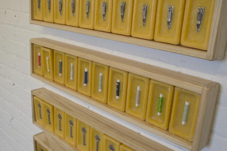 Digital image IRC.2012.04358 showing Angel Delgado's installation, Memorias acumuladas, at the Mattress Factory, 2004.