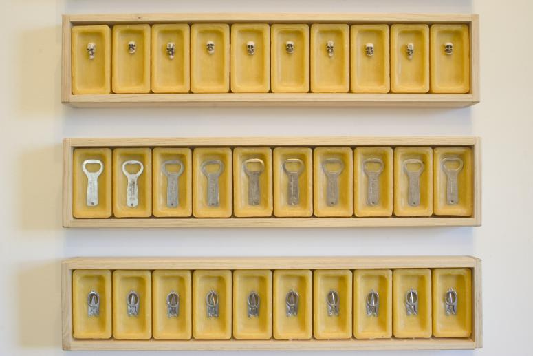 Digital image IRC.2012.04349 showing Angel Delgado's installation, Memorias acumuladas, at the Mattress Factory, 2004.