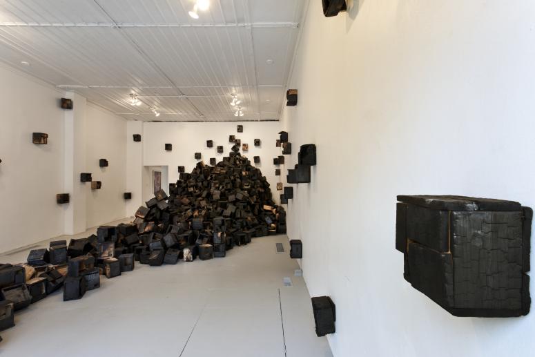 Digital image IRC.2012.04380 showing Juan Roberto Diago's installation, Ascending City, at the Mattress Factory, 2010.