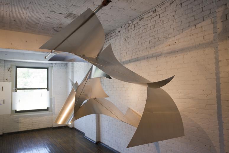 Digital image IRC.2012.04152 showing Dee Briggs's installation, Parasitic Reflectivity in a 90º Two-Step, at the Mattress Factory, 2010.