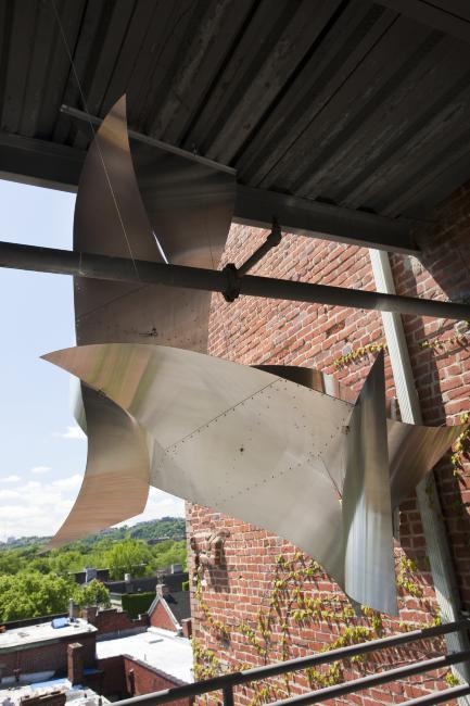 Digital image IRC.2012.04137 showing Dee Briggs's installation, Parasitic Reflectivity in a 90º Two-Step, at the Mattress Factory, 2010.