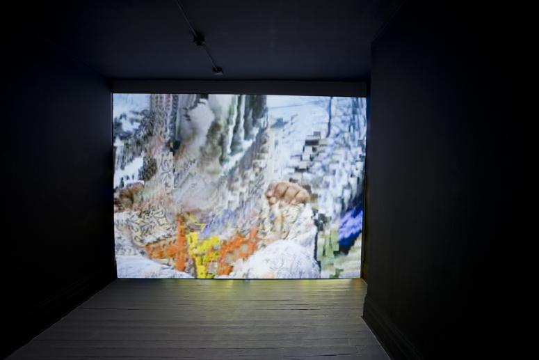 Digital image IRC.2012.06847 showing Antoine Catala's video installation, Pumpkins, at the Mattress Factory, 2008.