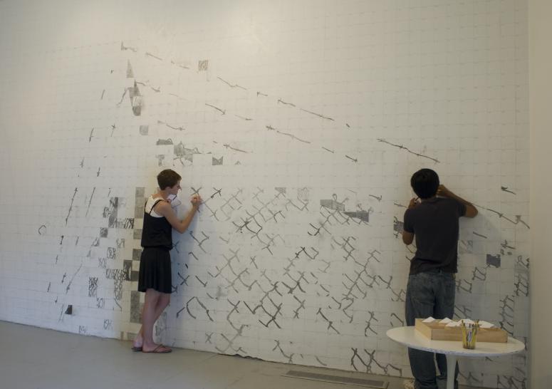 Digital image IRC.2012.04048 showing Kim Beck's changing installation, Quartered and Drawn, at the Mattress Factory, 2008.