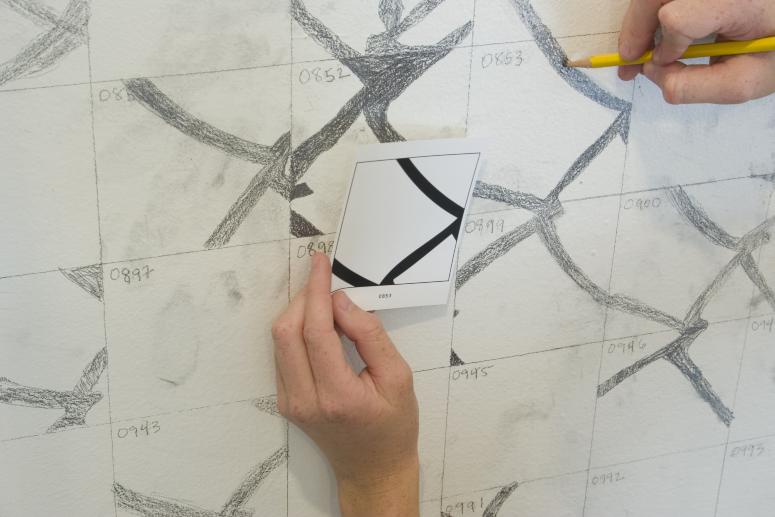 Digital image IRC.2012.04044 showing Kim Beck's changing installation, Quartered and Drawn, at the Mattress Factory, 2008.