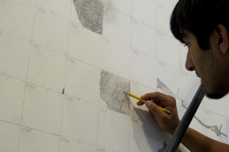 Digital image IRC.2012.04045 showing Kim Beck's changing installation, Quartered and Drawn, at the Mattress Factory, 2008.