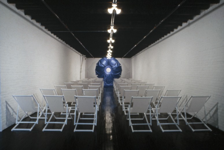 slide IRC.2012.01666 (old number: KIR.J-F004) showing John Kirchner's installation, Faith and Aphasia, at the Mattress Factory, 1992.