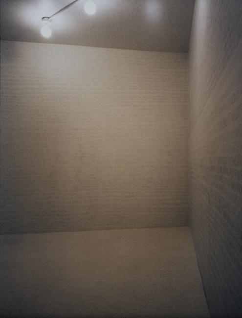 slide IRC.2012.00556 (old number: BRO.V-X005) showing Valerie Brodar's installation, X Knows P, at the Mattress Factory, 1990.