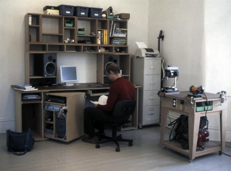 exhibitions slides IRC.2012.00527 (old number BOY.J_S-001) showing Jeremy Boyle's The Studio Project installation for Factory Installed sponsored by Creative Heights at the Mattress Factory, 2003.