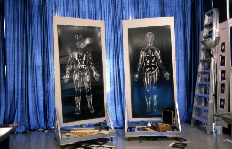 slide IRC.2012.00449 (old number: BEC.R-E026) showing Robert Beckman's installation, Examination, at the Mattress Factory, 1994.