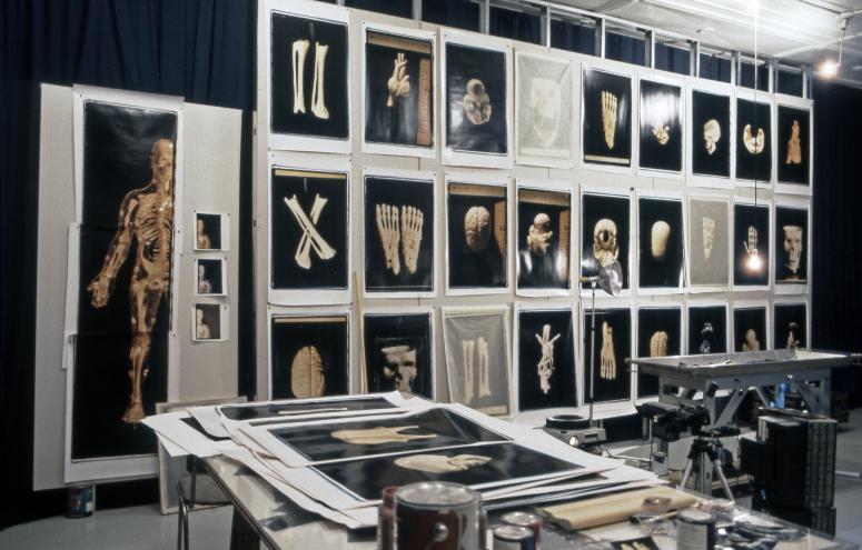 slide IRC.2012.00435 (old number: BEC.R-E012) showing Robert Beckman's installation, Examination, at the Mattress Factory, 1994.