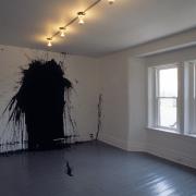 slide IRC.2012.00105 (old number: ANA.W-OT001) showing William Anastasi's One Gallon High Gloss Industrial Enamel, Thrown installation at the Mattress Factory, 1989.