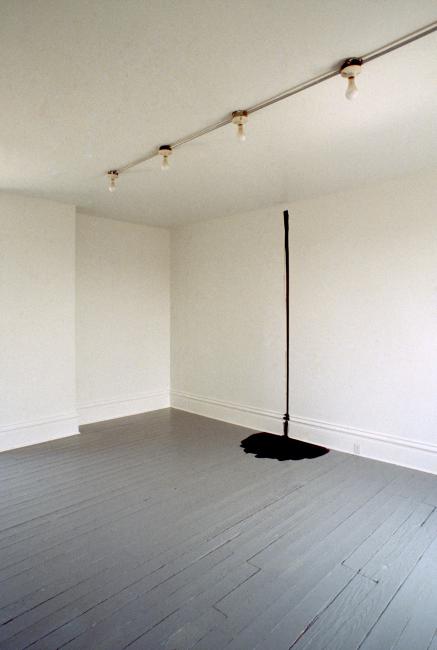 slide IRC.2012.00102 (old number: ANA.W-OP005) showing William Anastasi's One Gallon High Gloss Industrial Enamel, Poured on an Incision installation at the Mattress Factory, 1989.