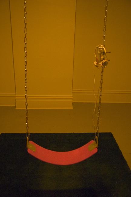 Installation Photograph Depicting Jeffrey Carpenter, <em>Swing Set Summer</em>, 2005 at the Mattress Factory 