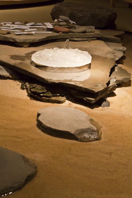 Digital image IRC.2013.04307 showing Betsy Damon's installation, Water Rules--Life/Pittsburgh: Seeking Lost Rivers/Living Waters of Larimer, at the Mattress Factory, 2012.