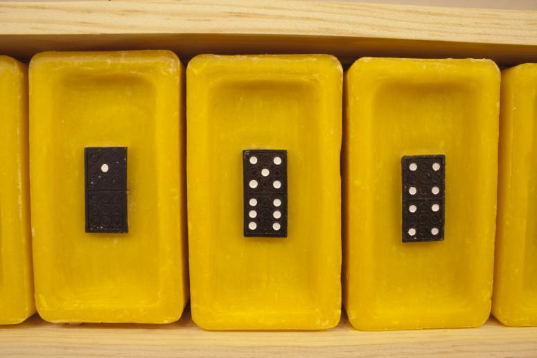 Digital image IRC.2013.04130 showing Angel Delgado's installation, Memorias Acumuladas, at the Mattress Factory, 2004.