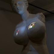 Digital image IRC.2013.04226 showing Julia Cahill's installation, Breasts in the Press, at the Mattress Factory, 2012.