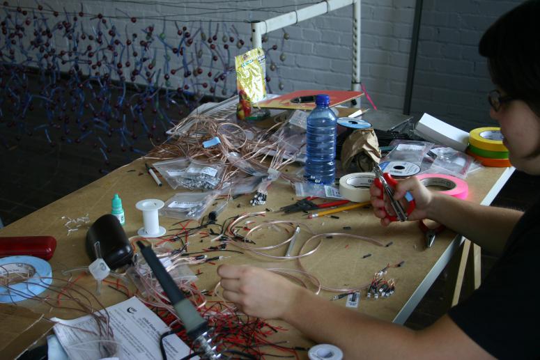 Digital image IRC.2013.04088 showing a work shot of Deborah Aschheim's installation, On Memory, at the Mattress Factory, 2006.