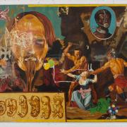 Digital image IRC.2013.03146 showing Armando Mariño's painting, Blood and Honor, at the Mattress Factory, 2010.