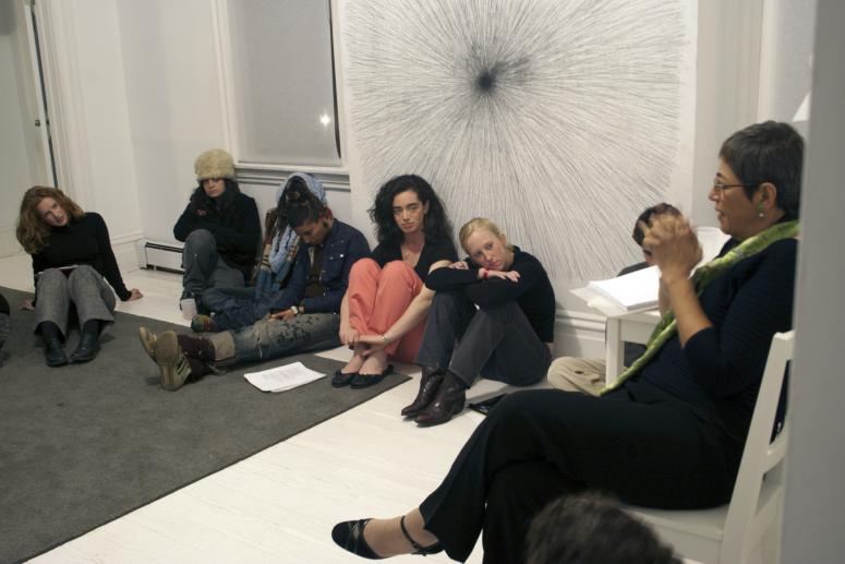 Digital image IRC.2013.03109 showing Toi Derricotte's performance, Landscape of the Body - Poems, and William Anastasi's permanent installation, Untitled (Calisthenic Series), at the Mattress Factory, 2005.