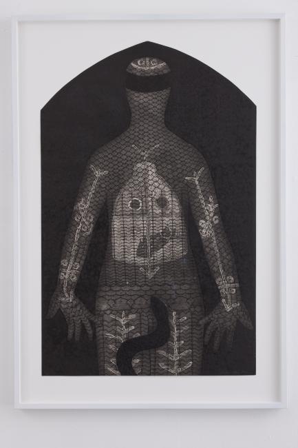 Digital image IRC.2013.03021 showing Belkis Ayón's work, Sikan, at the Mattress Factory, 2010.