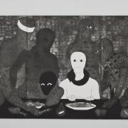 Digital image IRC.2013.03023 showing Belkis Ayón's work, The Supper, at the Mattress Factory, 2010.