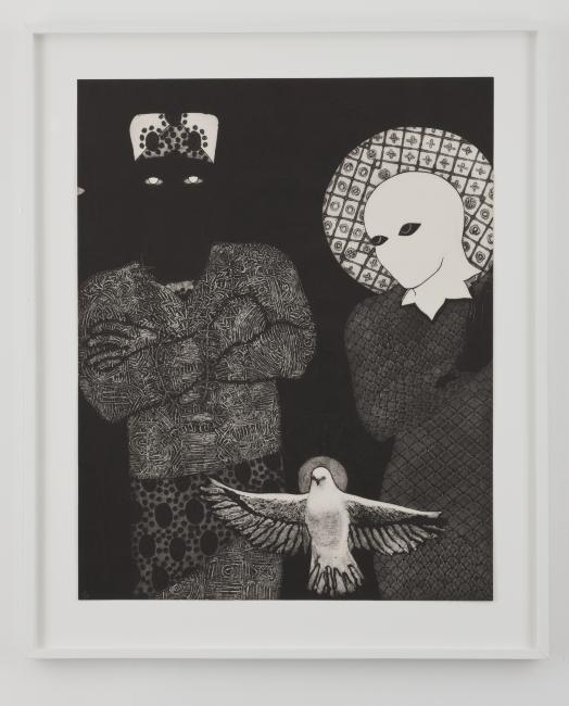 Digital image IRC.2013.03025 showing Belkis Ayón's work, Untitled [Sikan, Nasako, and the Holy Spirit], at the Mattress Factory, 2010.