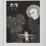 Digital image IRC.2013.03025 showing Belkis Ayón's work, Untitled [Sikan, Nasako, and the Holy Spirit], at the Mattress Factory, 2010.